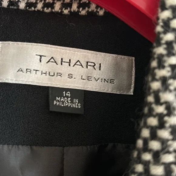 Tahari Black White Check Open Front Lined Blazer Size 14 - Picture 12 of 14